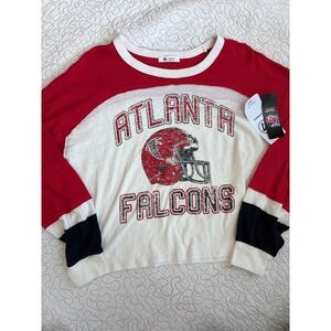 47 Brand‎ Womens Atlanta Falcons NFL Long Sleeve Cropped Shirt Size Large #68
